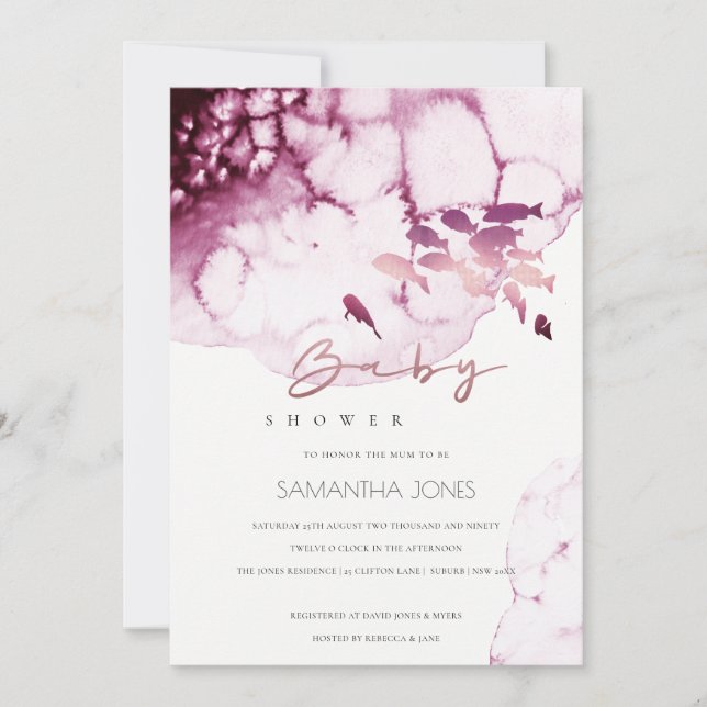 Invitación de Baby Shower a Pescado Submarino Maro (Anverso)