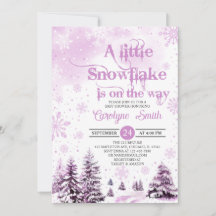 Invitación de Baby Shower a Pink A Little Snowflak