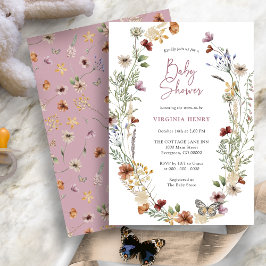 Invitación de Baby Shower a Pink Boho Wildflower