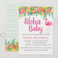 Invitación de Baby Shower a Pink Flamingo Luau