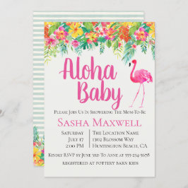 Invitación de Baby Shower a Pink Flamingo Luau