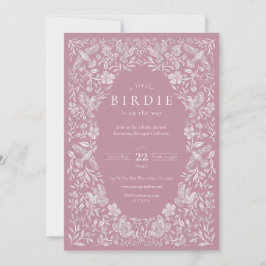 Invitación de Baby Shower a Pink Floral Birdie