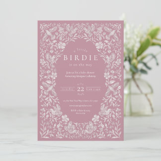 Invitación de Baby Shower a Pink Floral Birdie