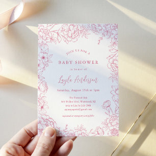 Invitación de Baby Shower a PINK FRANCH TOILE