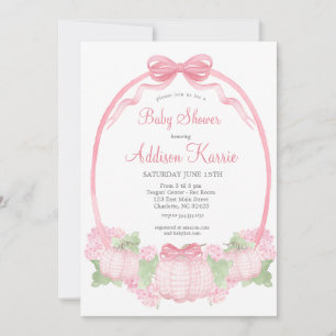 Invitación de Baby Shower a Pink Gingham Pumpkin