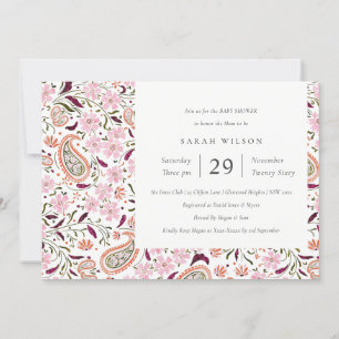Invitación de Baby Shower a Pink Green Floral Pais