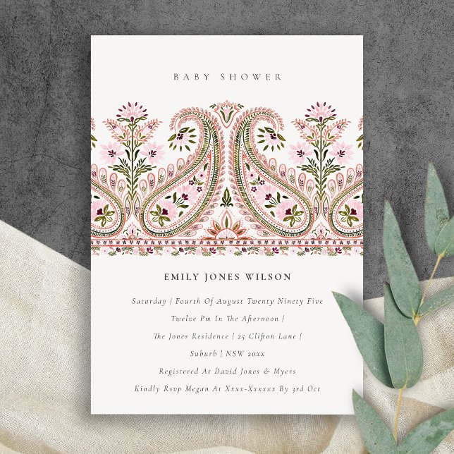 Invitación de Baby Shower a Pink Green Floral Pais (Subido por el creador)