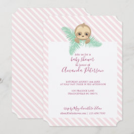 Invitación de Baby Shower a Pink Happy Baby Sloth