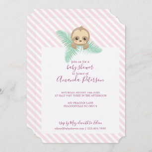 Invitación de Baby Shower a Pink Happy Baby Sloth
