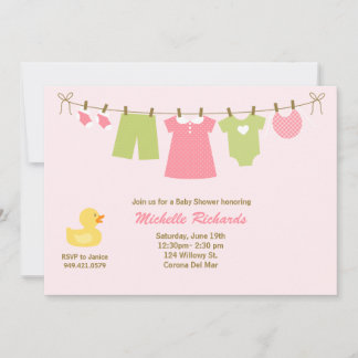 Invitación de Baby Shower a Pink Laundry