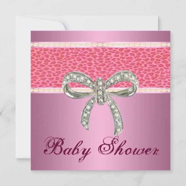 Invitación de Baby Shower a Pink Leopard Diamond B (Anverso)
