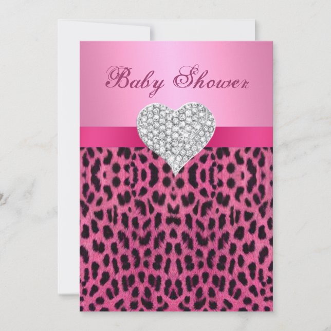 Invitación de Baby Shower a Pink Leopard Diamond H (Anverso)