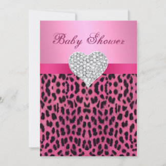 Invitación de Baby Shower a Pink Leopard Diamond H