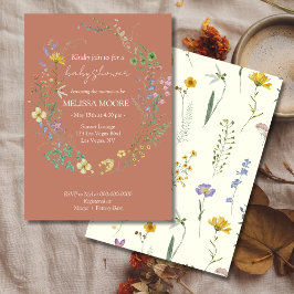 Invitación de Baby Shower a Pink Wildflower Boho