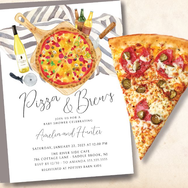Invitación de Baby Shower a Pizza y Parejas Brew (Subido por el creador)