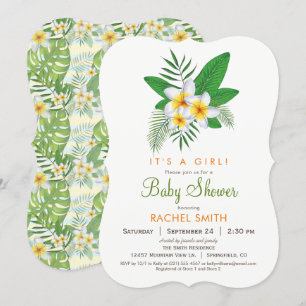 Invitación de Baby Shower a Plumeria Tropical