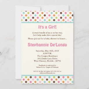 Invitación de Baby Shower a Pok de punto de polka 