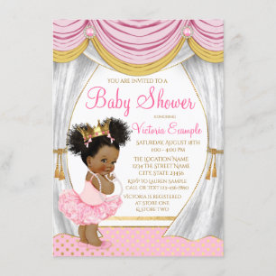 Invitación de Baby Shower a Princesa de Oro Rosa