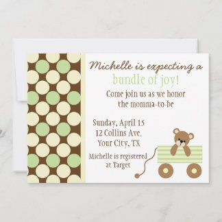 Invitación de Baby Shower a puntos neutros de polk