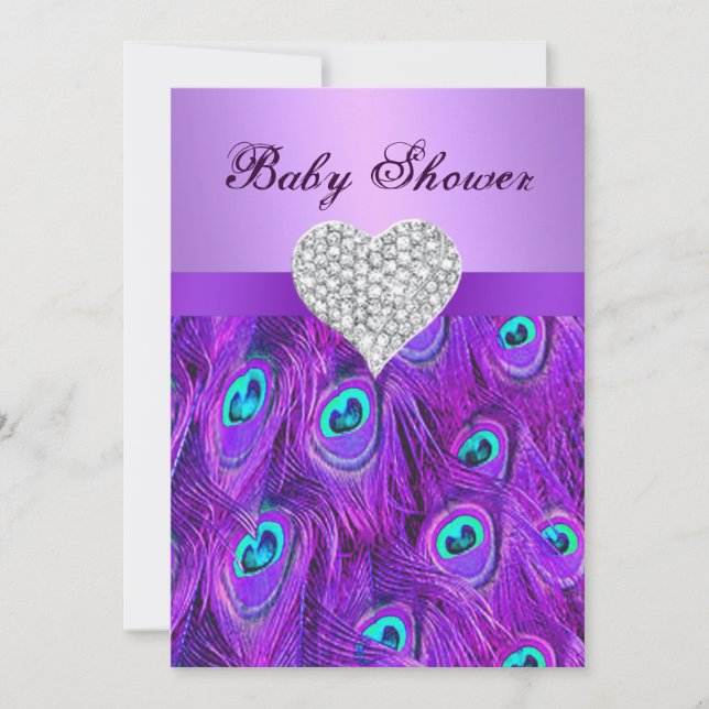 Invitación de Baby Shower a Purple Peacock Diamond (Anverso)