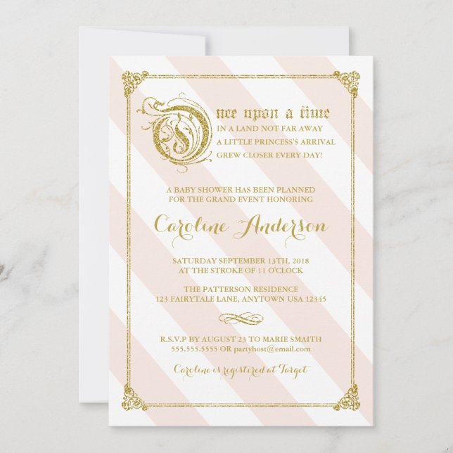 Invitación de Baby Shower a Purpurina Princesa de  (Anverso)