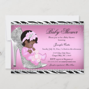 Invitación de Baby Shower a purpurina Shoe & Baby 
