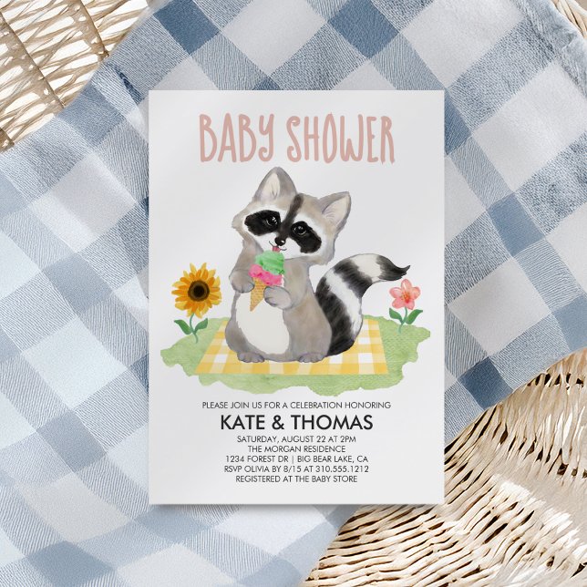 Invitación de Baby Shower a Raccoon Ice Cream Picn (Subido por el creador)