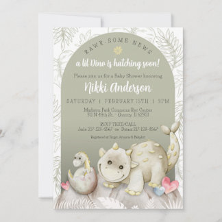 Invitación de Baby Shower a Rawr-Algunos Dinosauri