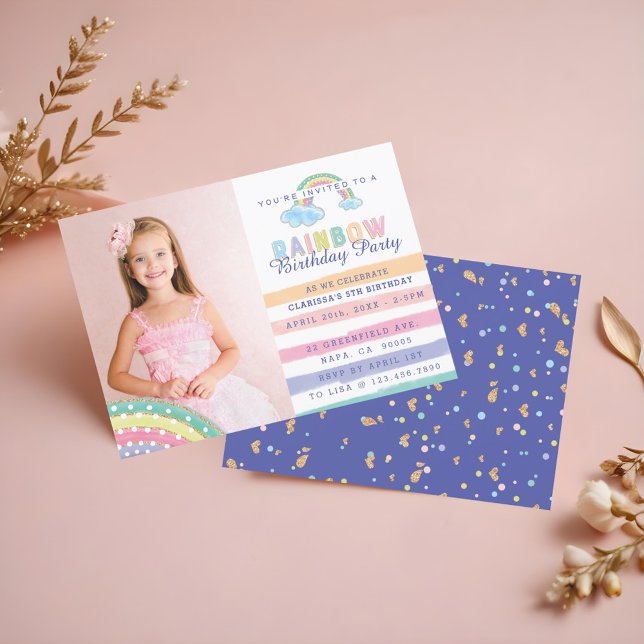 Invitación de Baby Shower a rayas de arcoiris de c (Watercolor Rainbow Stripes Baby Shower Invitation)