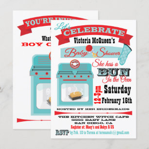 Invitación de Baby Shower a revelar "bollo en el h
