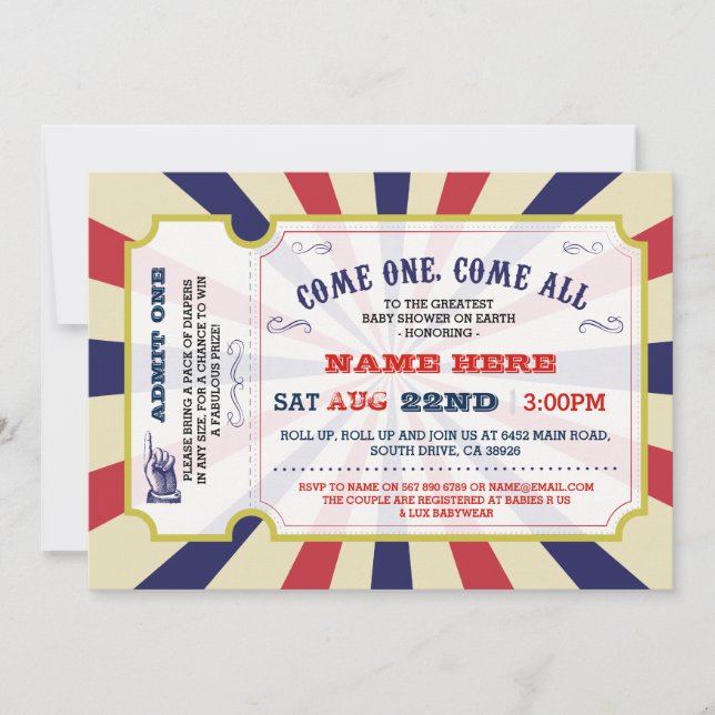 Invitación de Baby Shower a revelar género en circ (Anverso)