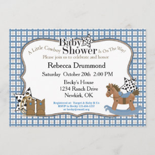 Invitación de Baby Shower a Rocse Horse Cowboy