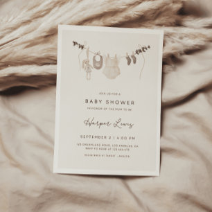 Invitación de Baby Shower a ropa neutra de género