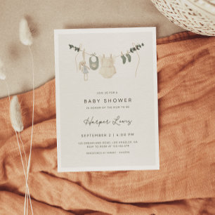 Invitación de Baby Shower a ropa neutra de género