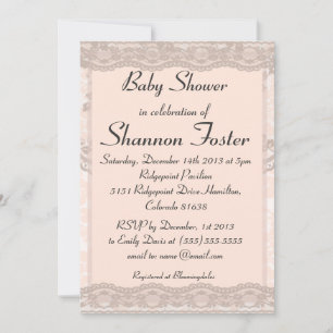 Invitación de Baby Shower a Rubor Pink Lace Vintag