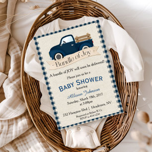 Invitación de Baby Shower a Rustic Blue Truck
