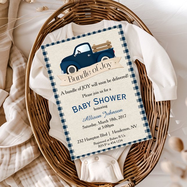Invitación de Baby Shower a Rustic Blue Truck (Subido por el creador)