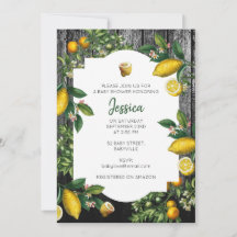 Invitación de Baby Shower a Rustic Citrus Garden