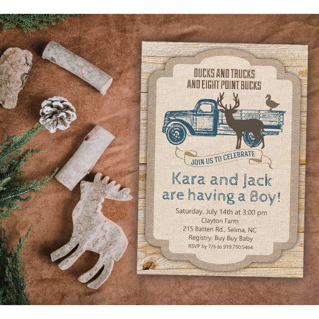 Invitación de Baby Shower a Rustic Deer Truck Boy (Subido por el creador)