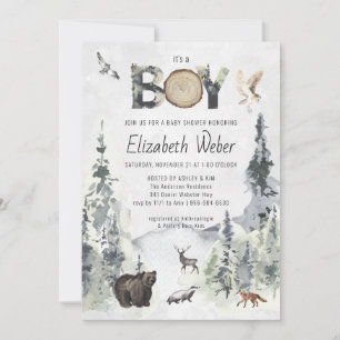 Invitación de Baby Shower a Rustic Forest Woodland