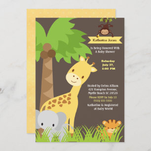 Invitación de Baby Shower a Safari Animals de la j