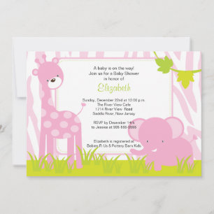 Invitación de Baby Shower a Safari Animals de la j