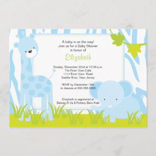 Invitación de Baby Shower a Safari Boy Animals Jun