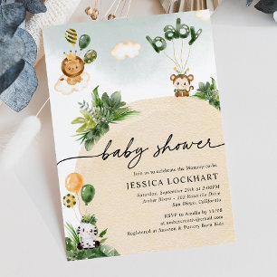 Invitación de Baby Shower a Safari Boy moderno