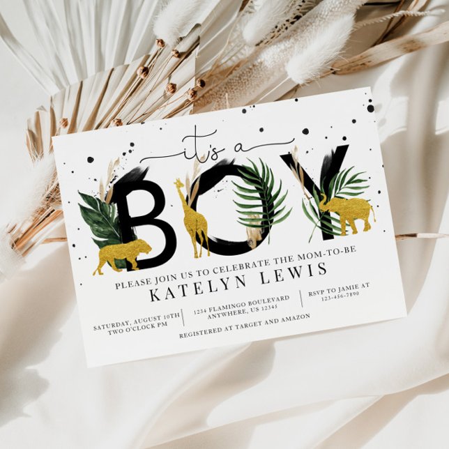 Invitación de Baby Shower a Safari Gold Animals (Subido por el creador)