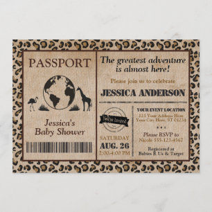 Invitación de Baby Shower a Safari Passport