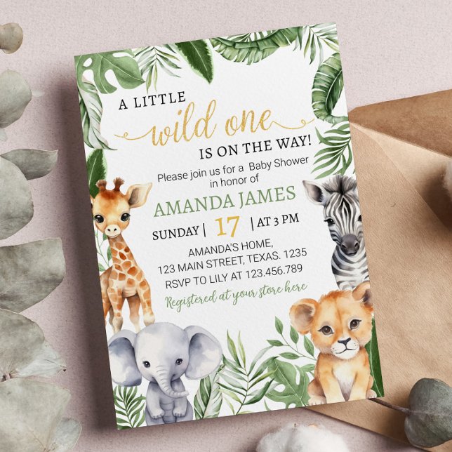 Invitación de Baby Shower a Safari Wild One Animal (Subido por el creador)