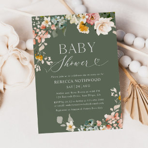 Invitación de Baby Shower a Sage Green Rustic
