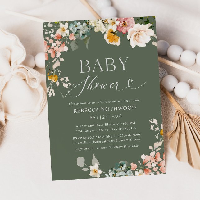 Invitación de Baby Shower a Sage Green Rustic (Subido por el creador)
