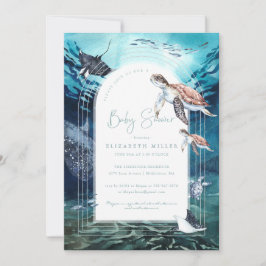 Invitación de Baby Shower a Sea Turtle Ocean